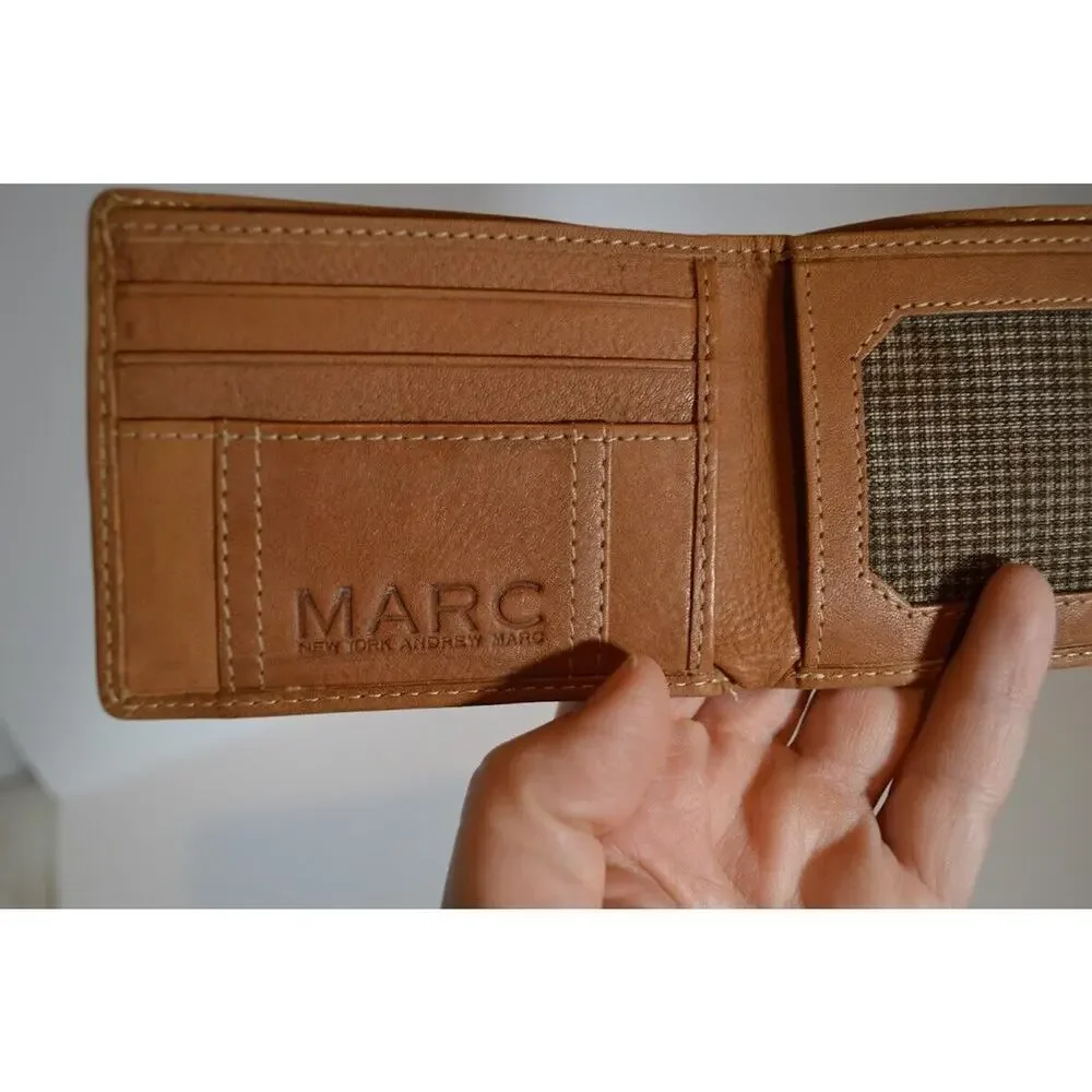 Marc New York Genuine Leather Bifold Wallet Andrew Marc Camel Whiskey‎ Color
